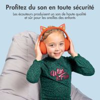imoshion Casque sans fil pour enfants LED Light Cat Ear - Limiteur de décibels - Avec câble AUX - Orange
