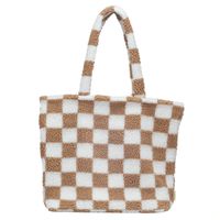Selencia Sac Fourre-tout Zaya - Teddy Sac Ordinateur 16 pouces - Beige à carreaux