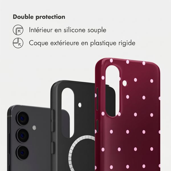 Selencia Coque arrière Vivid avec MagSafe Samsung Galaxy S24 - Happy Dots Burgundy