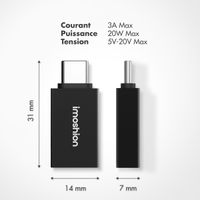 imoshion 2x Adaptateur USB-C (mâle) vers USB-A 3.1 (femelle) - OTG - Noir