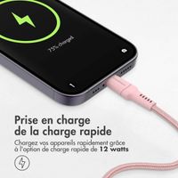 imoshion ﻿Câble Lightning vers USB - Non MFi - Textile tressé - 1 mètre - Rose