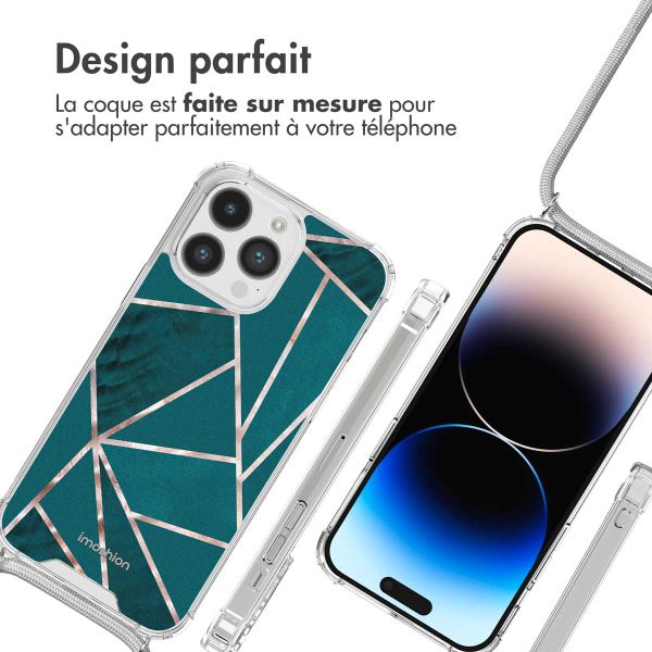 imoshion Coque Design avec cordon iPhone 14 Pro Max - Petrol Green Graphic