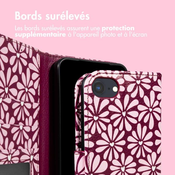 imoshion Étui de télephone portefeuille Design Apple iPhone SE (2022 / 2020) / 8 / 7 / 6(s) - Bloom Love Blush