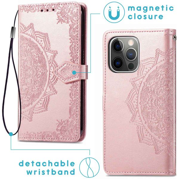 imoshion Etui de téléphone portefeuille Mandala iPhone 13 Pro - Rose or