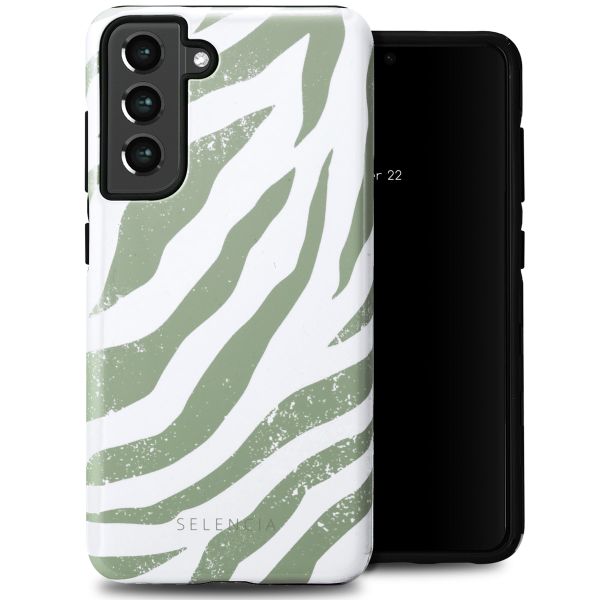 Selencia Coque arrière Vivid Tough Samsung Galaxy S21 FE - Colorful Zebra Sage Green