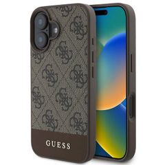Guess Coque arrière Bottom Stripe 4G Apple iPhone 16 - Marron