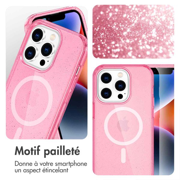 imoshion Coque Pailletée avec MagSafe Apple iPhone 14 Pro - Paillettes Rose