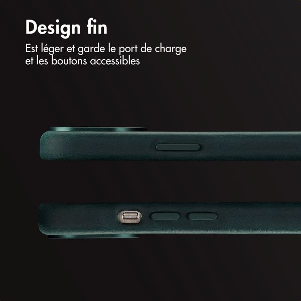 Accezz Coque MagSafe en cuir vintage Apple iPhone 15 - Smokey Green