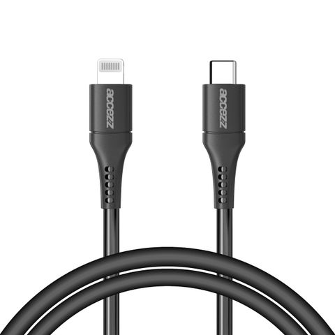 Accezz Câble Lightning vers USB-C - Certifié MFi - 1 mètre - Noir