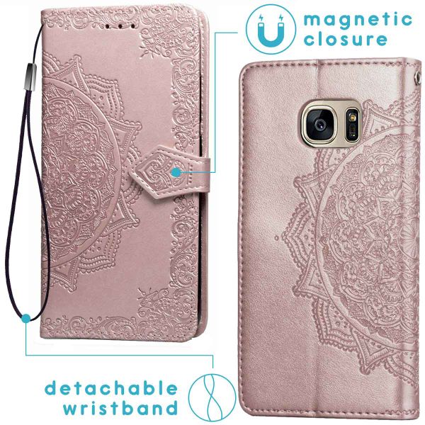 imoshion Etui de téléphone portefeuille Mandala Samsung Galaxy S7 - Rose Dorée