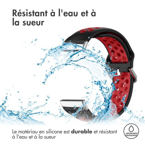 imoshion Bracelet sportif en silicone Fitbit Versa 4 / 3 / Sense (2) - Noir/Rouge