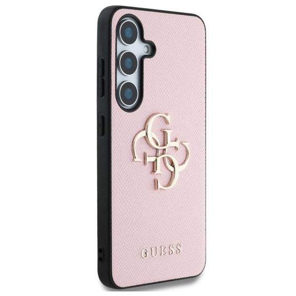 Guess Coque 4G Metal Logo Saffiano Samsung Galaxy S25 - Rose