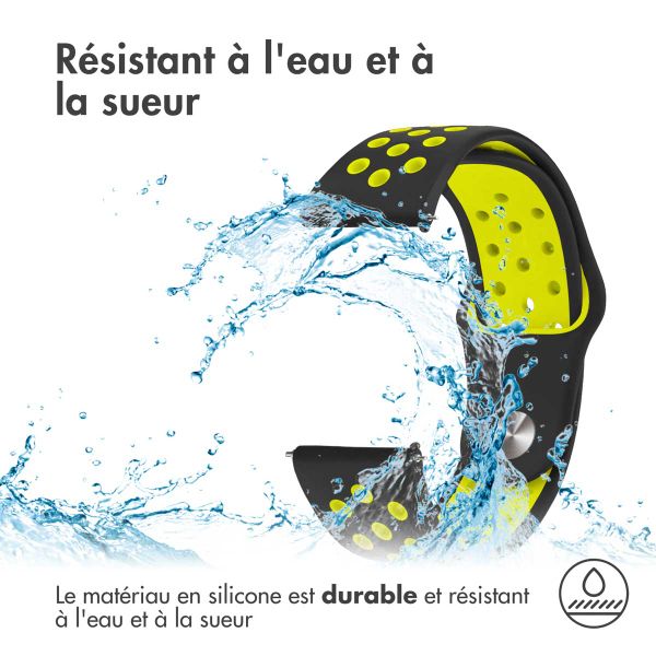 imoshion Bracelet sportif en silicone - Connexion universelle de 22 mm - Noir / Néon Jaune