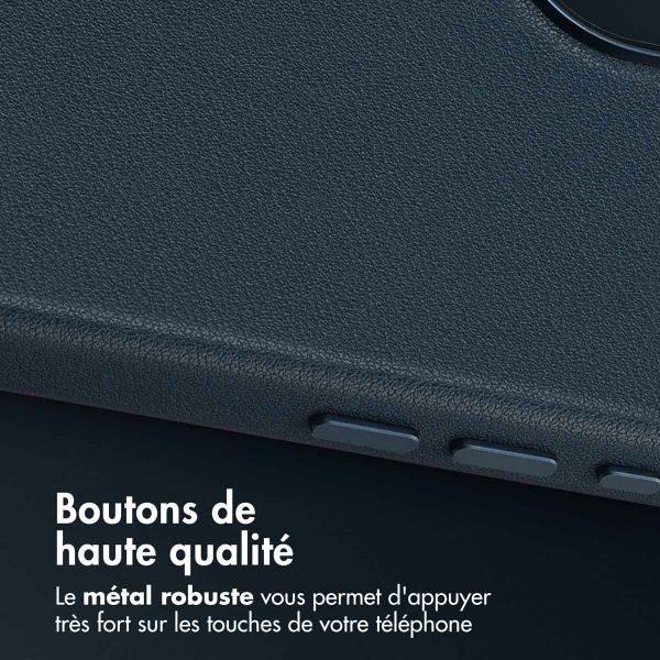Accezz Coque arrière en cuir avec MagSafe Apple iPhone 17 - Nightfall Blue
