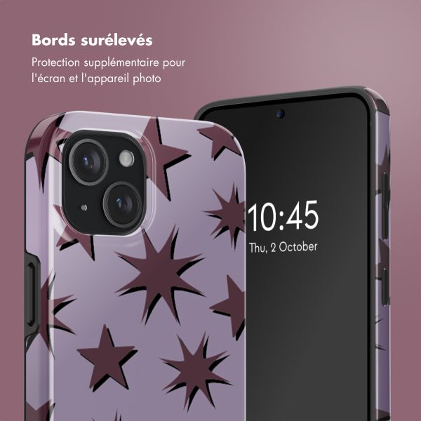 Selencia Coque arrière Vivid Tough avec MagSafe iPhone 15 - Stars Plum Lilac