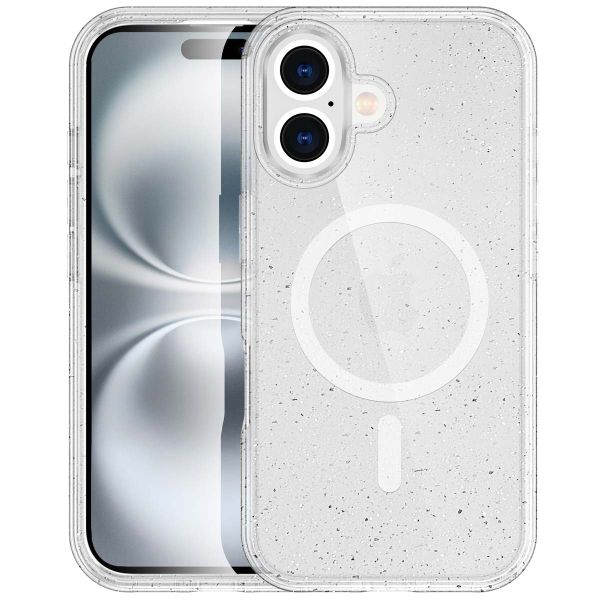 imoshion Coque Pailletée avec MagSafe Apple iPhone 16 - Paillettes Transparent