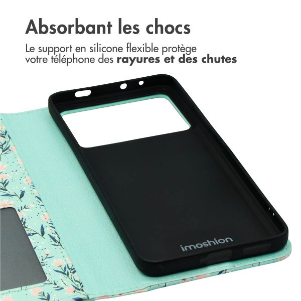 imoshion Étui de télephone portefeuille Design Xiaomi Poco X6 Pro - Blue Flowers