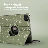imoshion Coque tablette Design rotatif à 360° Apple iPad Pro 11 (2022 / 2021 / 2020 / 2018) - Green Flowers