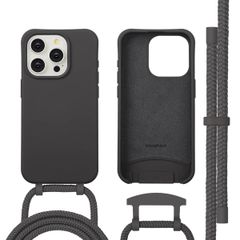 imoshion Coque arrière Color avec cordon amovible et MagSafe Apple iPhone 15 Pro - Black Coffee