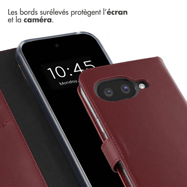 Selencia Étui portefeuille en cuir véritable Google Pixel 10a - Burgundy