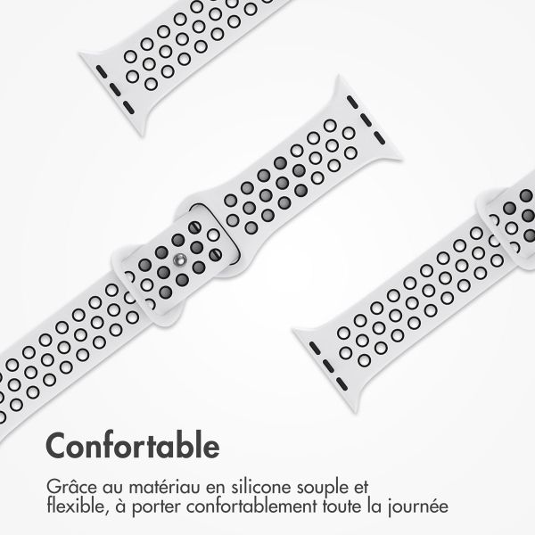 imoshion Bracelet sport⁺ Apple Watch Series 1 á 9 / SE (38/40/41 mm) | Series 10 / 11 (42 mm) - Taille S/M - Pure Platinum & Black