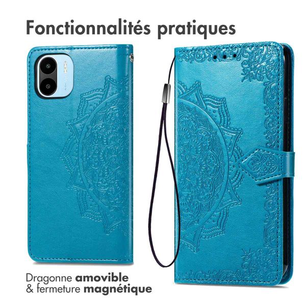 imoshion Etui de téléphone portefeuille Mandala Xiaomi Redmi A1 / A2 - Turquoise