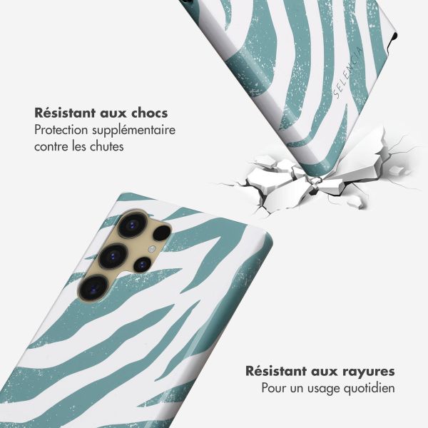 Selencia Coque arrière Vivid Samsung Galaxy S24 Ultra - Colorful Zebra Pine Blue