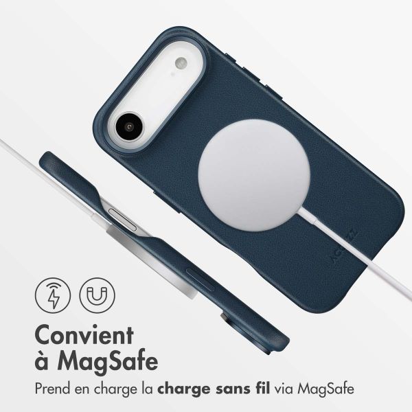 Accezz Coque arrière en cuir avec MagSafe Apple iPhone Air - Nightfall Blue