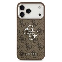 Guess Coque 4G Metal Logo Backcover Apple iPhone 17 Pro - Silver Edge - Brown