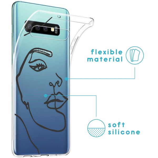 imoshion Coque Design Samsung Galaxy S10 - Visage abstrait - Noir