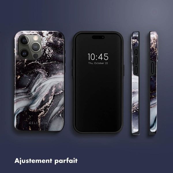 Selencia Coque arrière Vivid Tough iPhone 15 Pro Max - Chic Marble Black