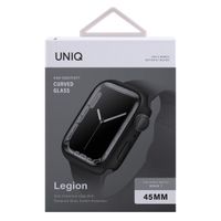 Uniq Legion Coque Apple Watch avec protection d'écran en Verre Trempé Apple Watch 7-9 - 45 mm - Midnight Black