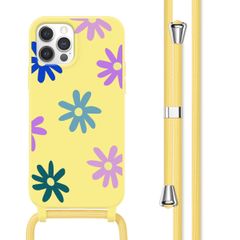 imoshion Coque design en silicone avec cordon Apple iPhone 12 (Pro) - Yellow Flower Distance