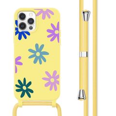 imoshion Coque design en silicone avec cordon iPhone 12 (Pro) - Yellow Flower Distance