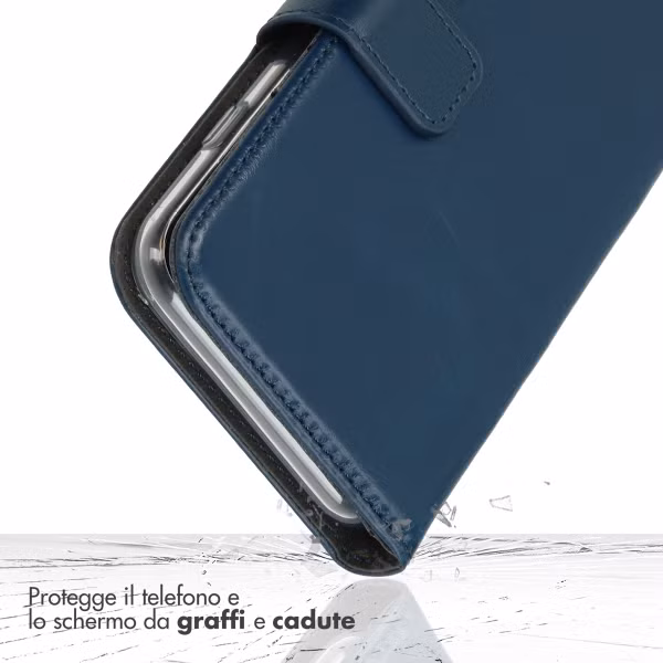 Selencia Étui portefeuille en cuir véritable Samsung Galaxy S23 - Bleu