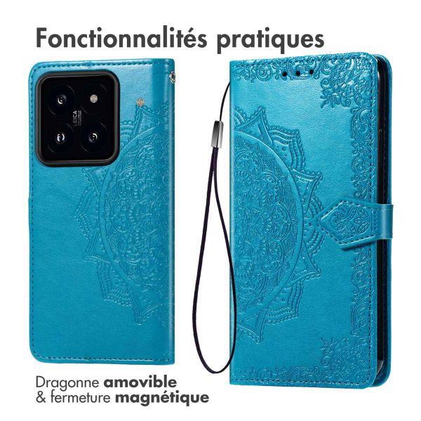 imoshion Etui de téléphone portefeuille Mandala Xiaomi 14T Pro - Turquoise