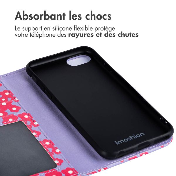 imoshion Étui de téléphone portefeuille Design iPhone SE (2022 / 2020) / 8 / 7 / 6(s) - Dusty Rose Blossoms