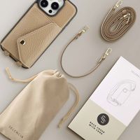 Selencia Coque à cordon avec porte-cartes enveloppe Sera iPhone 16 Pro - Beige