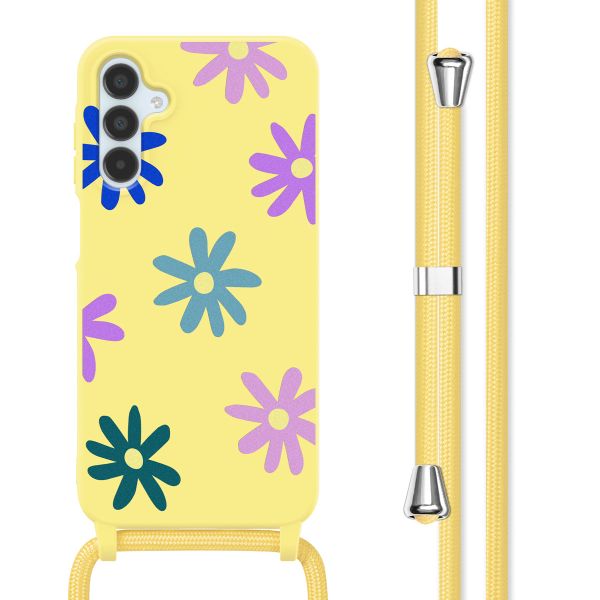 imoshion Coque design en silicone avec cordon Samsung Galaxy A15 (5G/4G) - Yellow Flower Distance