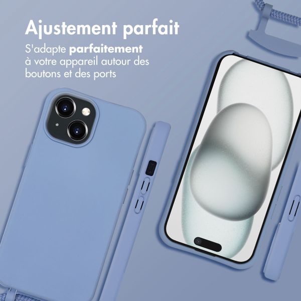 imoshion Coque de couleur avec cordon amovible MagSafe iPhone 15 - Ash Blue