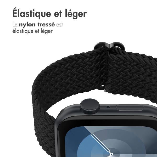 imoshion Bracelet tissé en nylon Apple Watch Series 1 á 11 / SE / Ultra (44/45/46/49 mm) - Noir