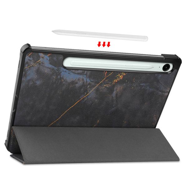 imoshion Coque tablette Design Trifold Samsung Galaxy Tab S9 11.0 pouces / Tab S10 FE / S9 FE 10.9 pouces - Black Marble