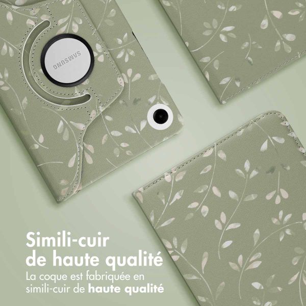 imoshion Coque tablette Design rotatif à 360° Samsung Galaxy Tab A9 8.7 pouces - Green Flowers