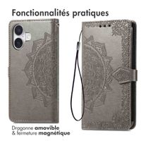 imoshion Etui de téléphone portefeuille Mandala iPhone 16 - Gris