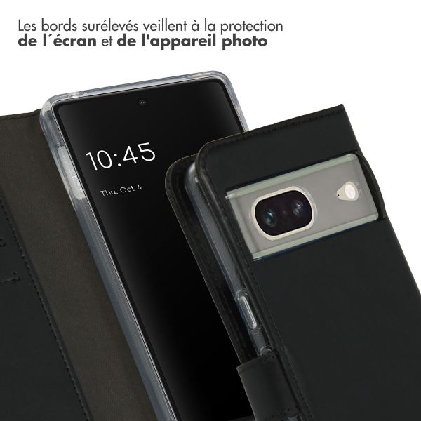 Selencia Étui portefeuille en cuir véritable Google Pixel 7 - Noir