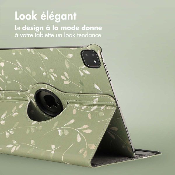 imoshion Coque tablette Design rotatif à 360° Apple iPad Pro 13 (2025) M5 / (2024) M4 - Green Flowers