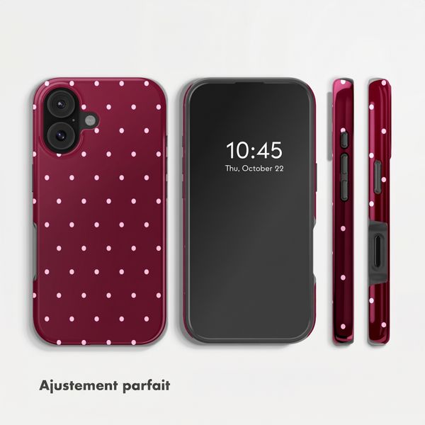 Selencia Coque arrière Vivid avec MagSafe Apple iPhone 16 - Happy Dots Burgundy