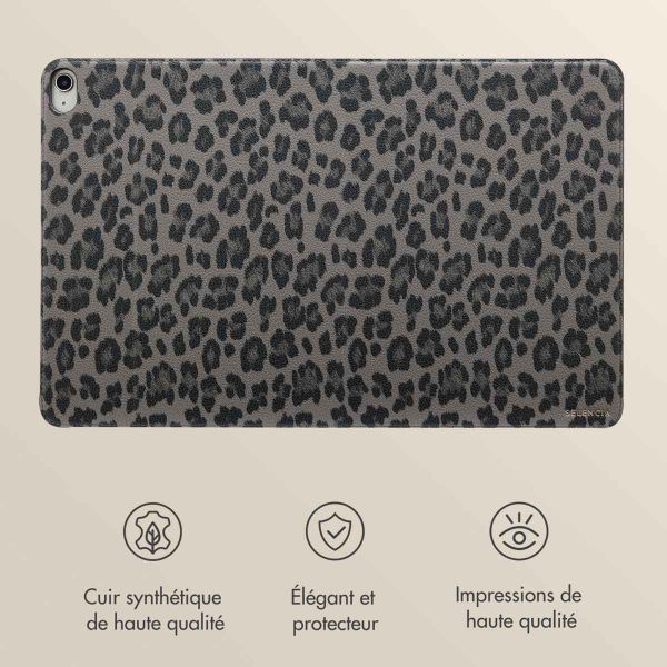 Selencia Coque tablette Sabi avec imprimé léopard Apple iPad Air 11 pouces (2025) M3 / (2024) M2 / Air 5 (2022) / Air 4 (2020) - Midnight Black
