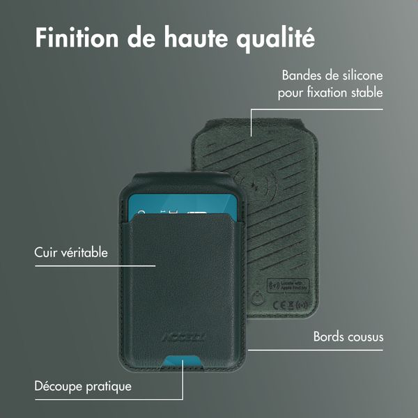 Accezz Portefeuille en cuir magnétique avec support - Compatible avec Apple Find My - Cedar Green