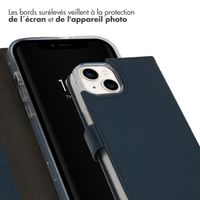 Selencia Étui portefeuille en cuir véritable Apple iPhone 14 - Bleu